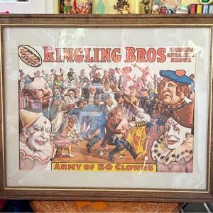 Vintage Ringling Brothers “Army of 50 Clowns” 1960, World Circus Museum Poster